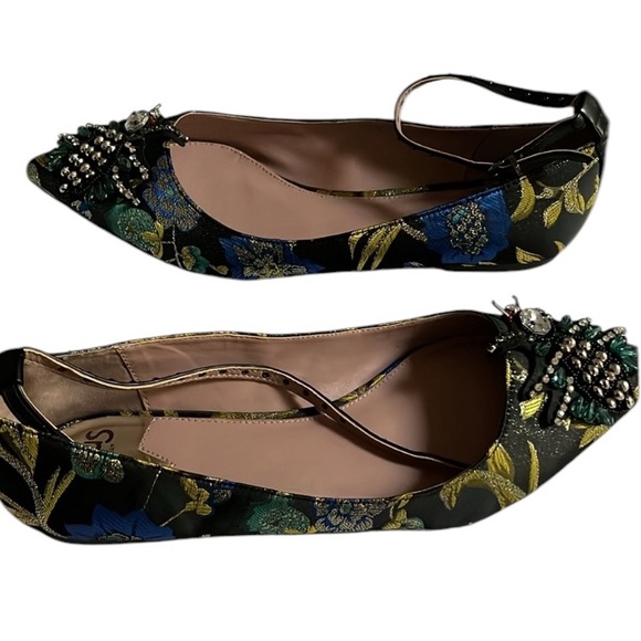 Circus by Sam Edelman size 10 rare black print damask flats rhinestone details - Picture 3 of 16
